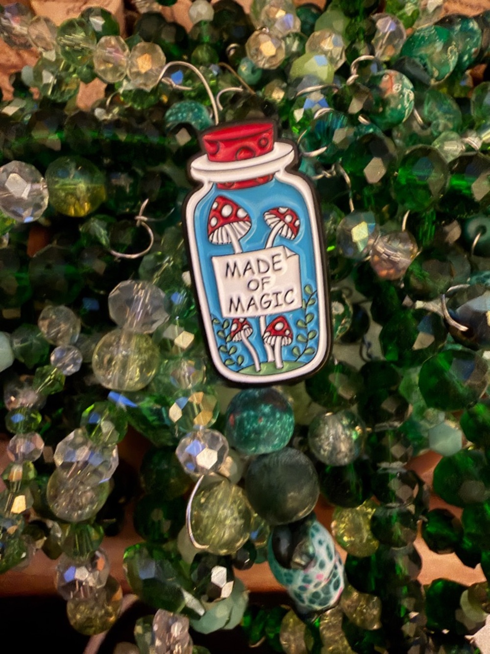 Made of Magic Mushroom Jar Enamel Pin - Blue & Red